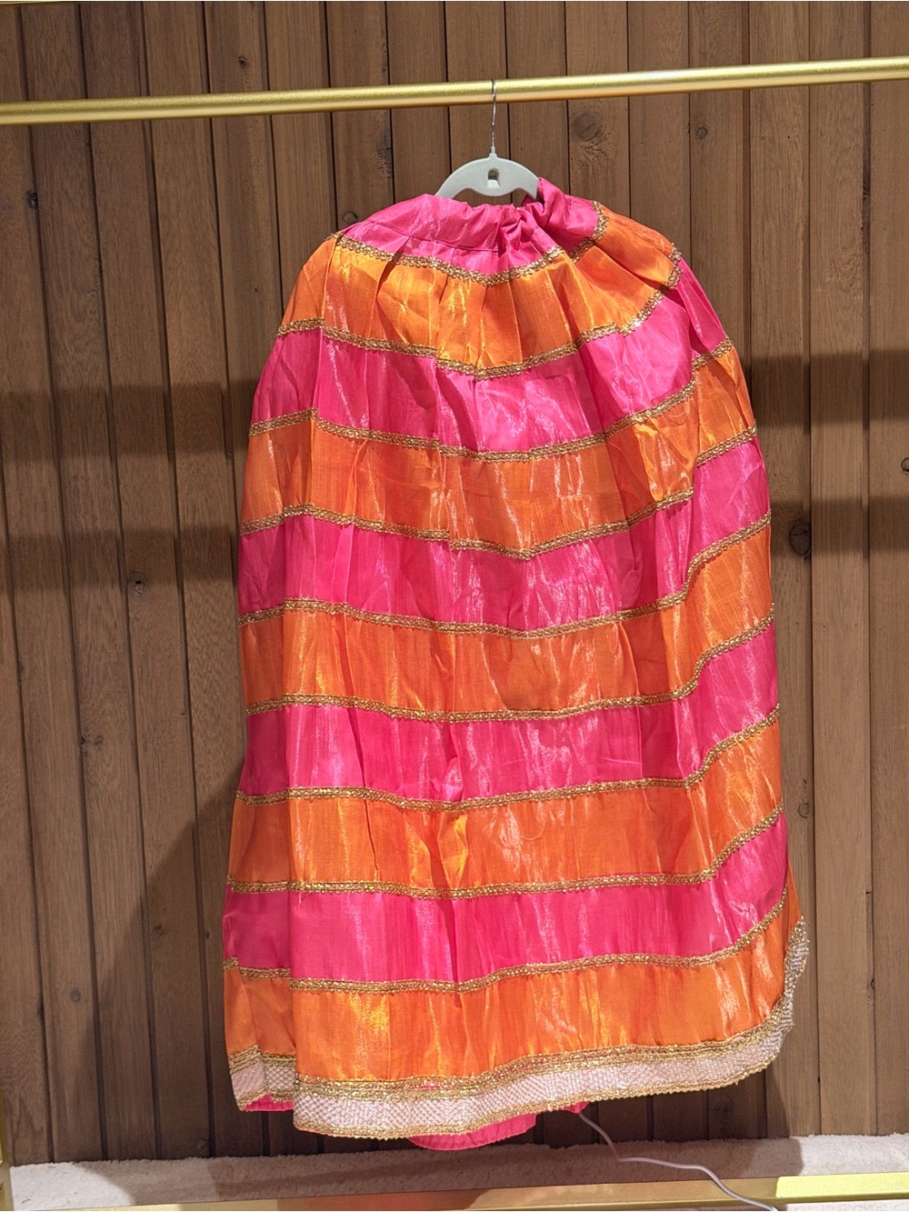 Vibrant Pink & Orange Striped Women’s lehenga skirt
